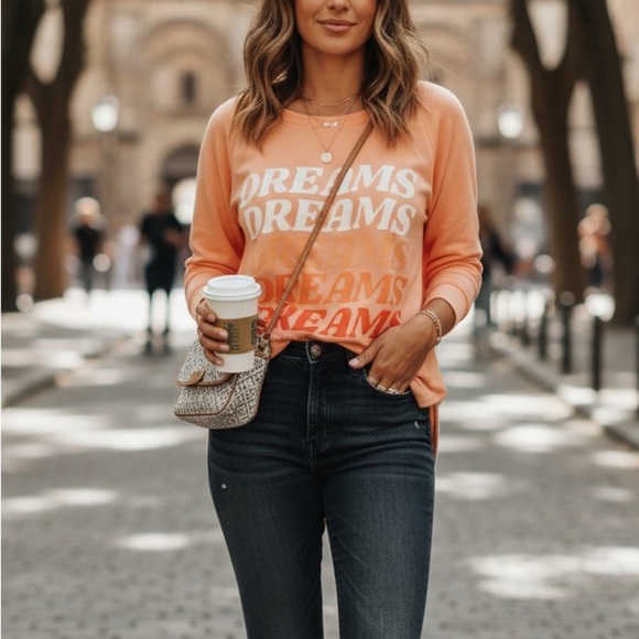 Wildfox Peach Orange Dreams Haley Raglan - Picture 1 of 10